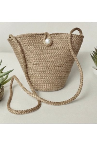 bayram taşcıoğlu home desing Crossbody Bag, Straw Bag, Bag with Pearls, Mini Bag