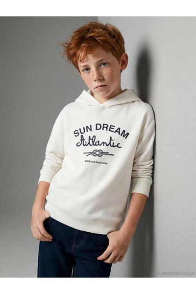 LC Waikiki Bež Sa kapuljačom Štampano Dečija majica (S6)