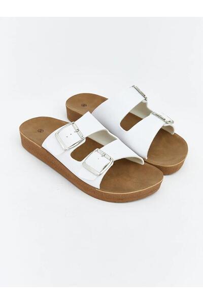 LC Waikiki Μαύρες γυναικείες παντόφλες με διπλή λωρίδα και χοντρή σόλα (S6)