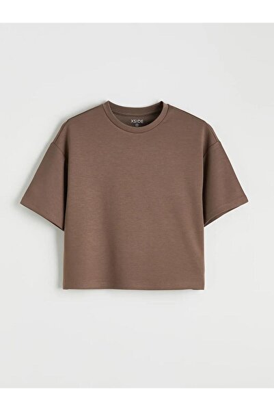 LC Waikiki Μαύρο γυναικείο μπλουζάκι με λαιμόκοψη Crew Neck Soft Touch oversi...