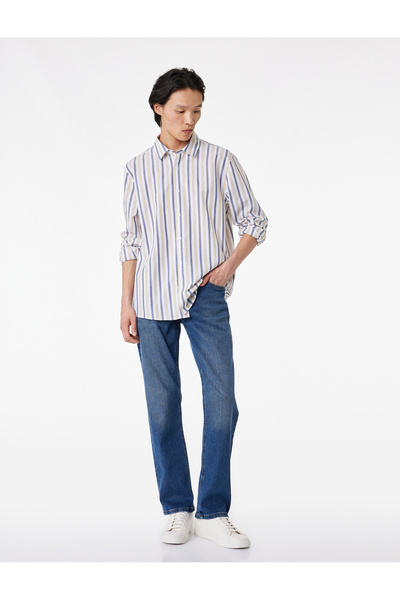 Koton Cămașă cu croială normală, guler clasic, bumbac piese, poplin cu mânecă...