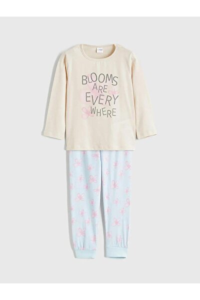 LC Waikiki Bež Štampano Pidžama za devojčice (S6)