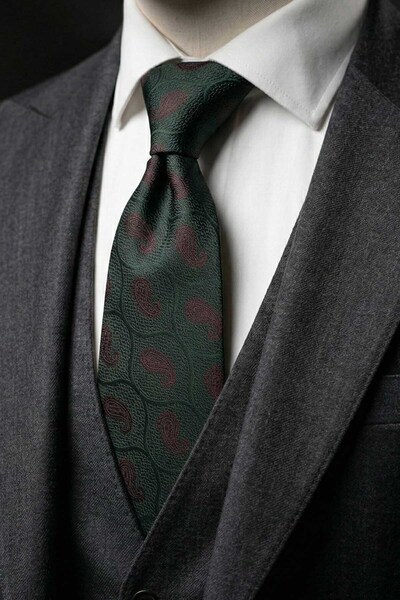 Kravatkolik Зелена шалчева кърпичка с класически шарф KK13126