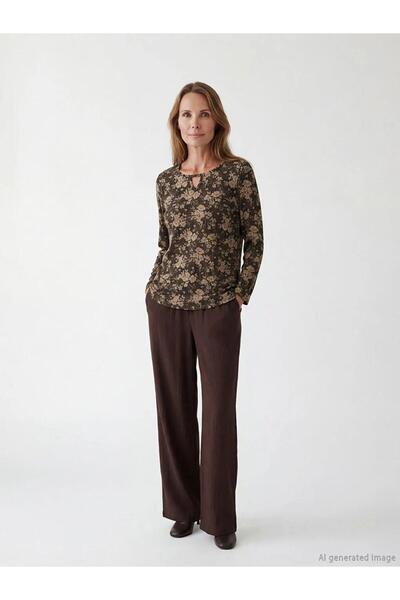 LC Waikiki Pantaloni de damă din satin texturat gri cu talie elastică (S6)