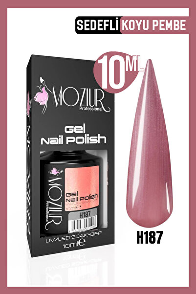 MOZIUR Kalıcı Oje Uv Led H187 (SEDEFLİ KOYU PEMBE) 10ml