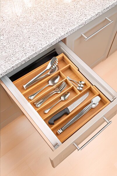 Perotti Bamboo Ölçü Ayarlı 5-7 Bölmeli Bambu Kaşıklık - Çekmece İçi ve Tezgah...