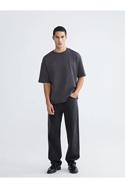 LC Waikiki Pantaloni negri din denim pentru bărbați, croială largă (S6)