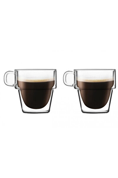 KRASINO Set of 2 Altmore espresso cups, borosilicate glass, double walls, 80 ml