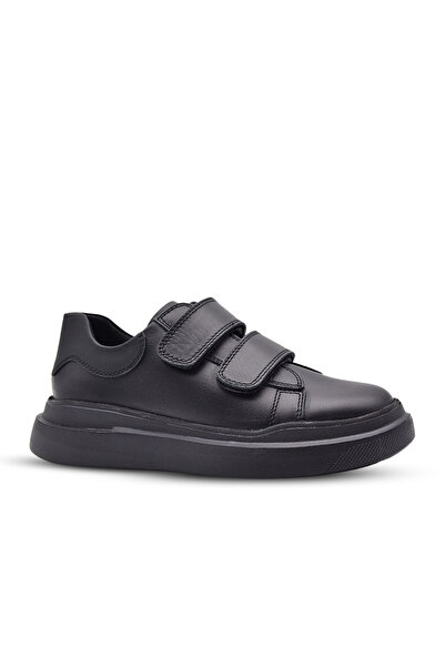 kids A more Pantofi Fawdon Black pentru copii - Velcro dublu, piele naturală