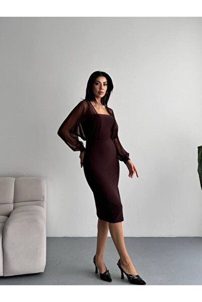 knee length dresses for ladies Jersey Knit Long Sleeve Pencil Maxi Dress – Lavish-Life Boutique