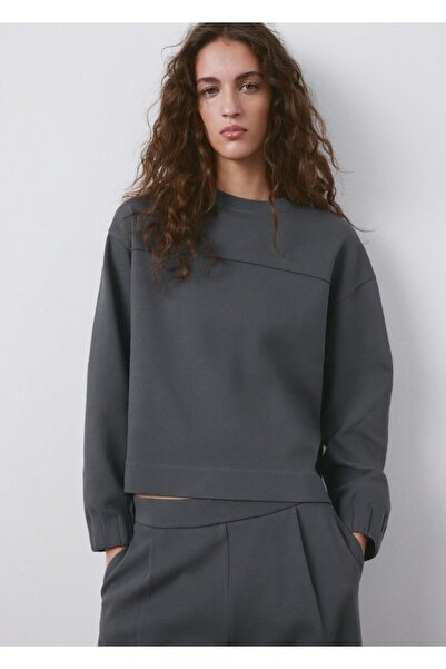 MANGO Woman Kolları büzgülü sweatshirt