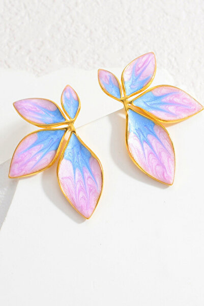 Parantez Aksesuar Women's Earrings with Enamel Flower Design