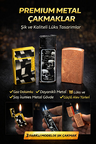 DoğanÇakmak Çakmak 3 lü set metal çakmak serisi