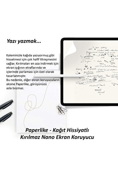 ZMOBILE iPad Air 13" M2 2024 6. Nesil Uyumlu Paperlike Nano Kırılmaz Ekran Koruyucu Kağıt Hissi Paper Like