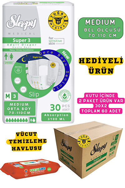 WibteX Belbantlı Yetişkin Hasta Bezi Unısex Süper 3 Gece Bezi | MEDIUM (M) 60...
