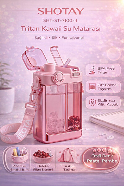 Need Shotay çift gözlü Bpa Free Tritan 700 ml Pastel Pembe