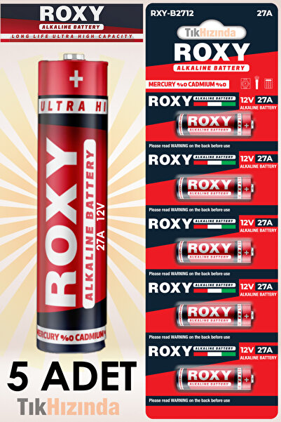 TıkHızında Roxy 27A 12V 5,li Alkalin Pil 5 Li Paket (Garaj, Bariyer, Kepenk, ...
