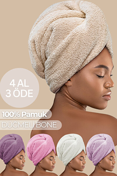 Miss Paris Home Button Elastic Hair Towel - Sušení vlasů pro péči o obličej a...