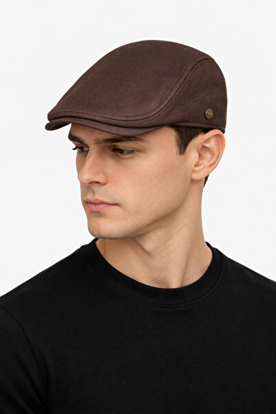 ZERAMİNE Yazlık London Kasket Lastikli Kahverengi Kasket