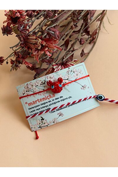 BURÇİN AKSESUAR Murano Cam Boncuklu Marteniçka Bileklik Seti Kırmızı Dilek Bi...