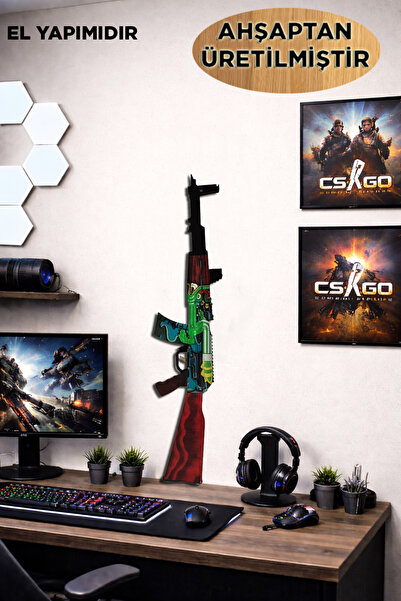 HG Home&Game Ahşap Cs-go Ak-47 Ateş Yılanı - Fire Serpent Lastik Atar Oyuncak...