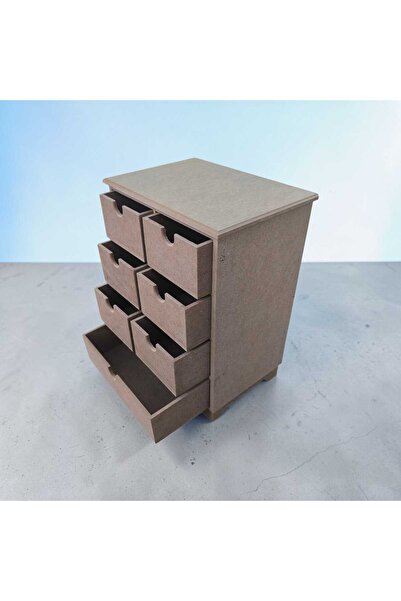 Genel Markalar Ahşap Boyanabilir 7 Çekmeceli Takı-makyaj-aksesuar Çok Amaçlı ...