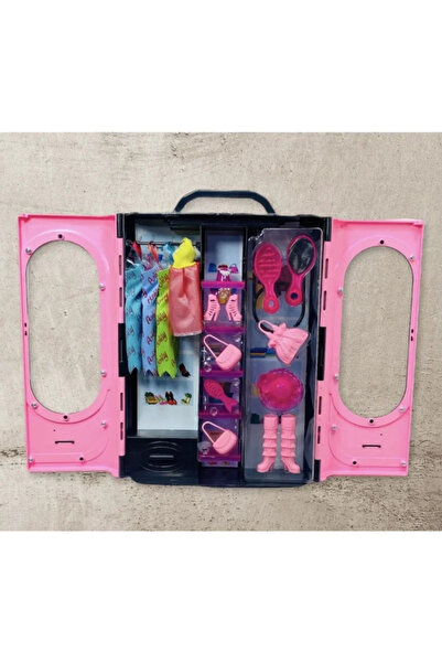 FEN TOYS Barbie Elbiseli Gardolap Tarzı Oyuncak Set Aksesuarlı Şık Elbise Dolabı