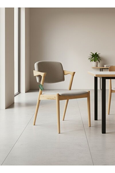 KleinHaus Furniture Madrid Ahşap Yemek Odası Sandalyesi, Doğal Hazeran Sırt v...