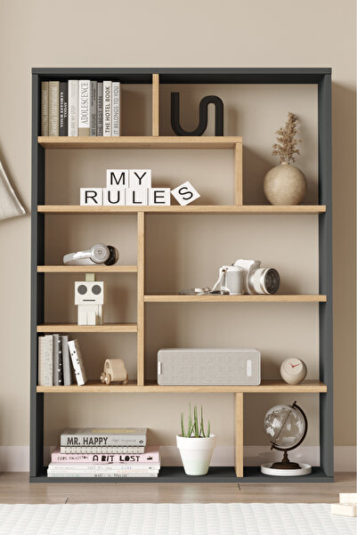 Yurudesign Craft Kitaplık 124cm Sepet-Antrasit CF1-SA