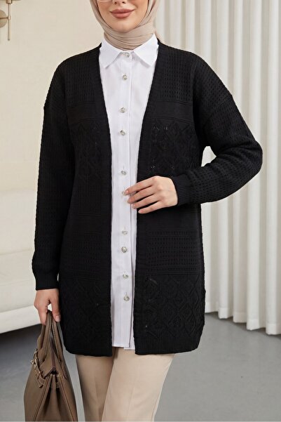 Modamorfo Εποχιακή Πλεκτή Ζακέτα - Διάτρητη και Μαύρη