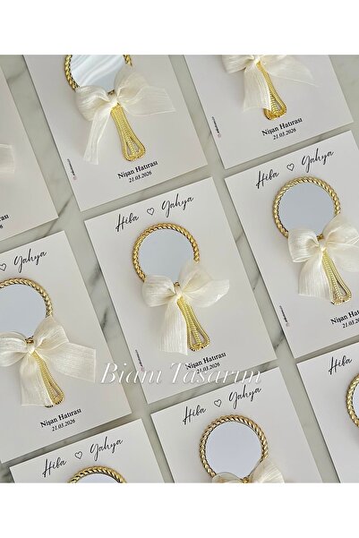 Bianı Tasarım Söz, Nişan, Düğün, Nikah, Kına Fiyonk Detay Ayna Hediyelik 10 Adet