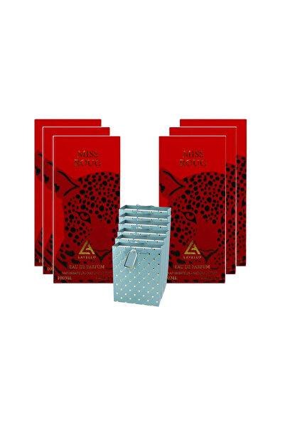 LAVELLO مجموعة توزيعات العيد , 6 عطور ميس روج 100مل مع 6 اكياس فاخرة