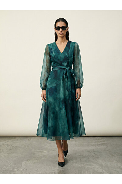 Phoenix Women التعادل صبغ منقوشة فستان الخامس الرقبة