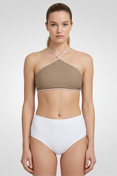 ARENA Women Lightly Padded Solid Bikini Top, Olive