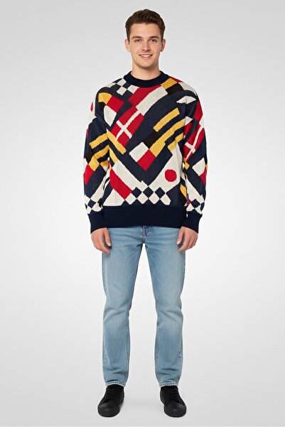 Gant سترة رجالية محبوكة برقبة دائرية، متعددة الألوان