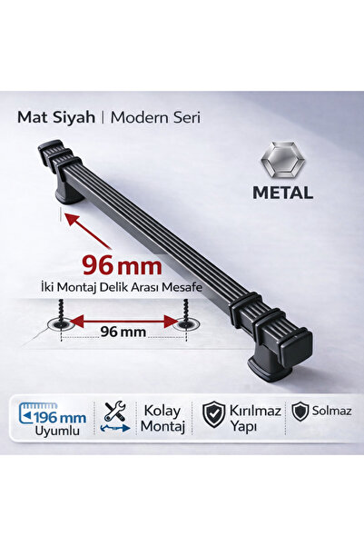 ABERTİCARET 1. klasa METALNI KVADRAT CRNI 9,6 CM (96 MM) KUHINJA, HODNIK, ORM...