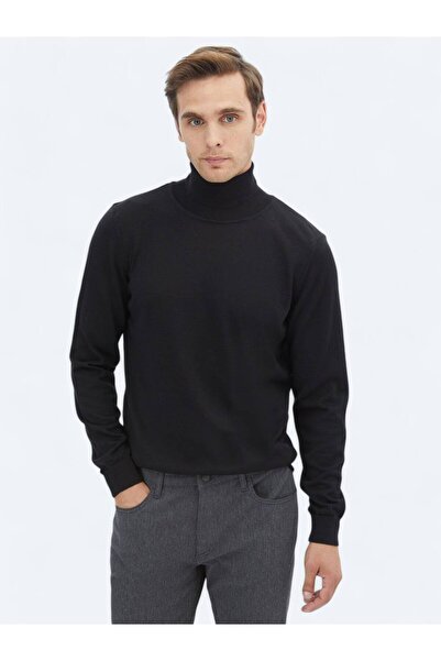 Kip Pulover din tricotaje din amestec de lână, negru, cu gât întreg