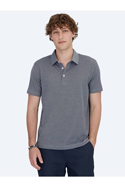 Kip Lacivert Polo Yaka Pamuk Karışımlı T-Shirt