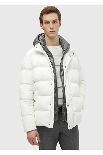 Ramsey Ecru Regular Fit Hooded Casual Woven Coat