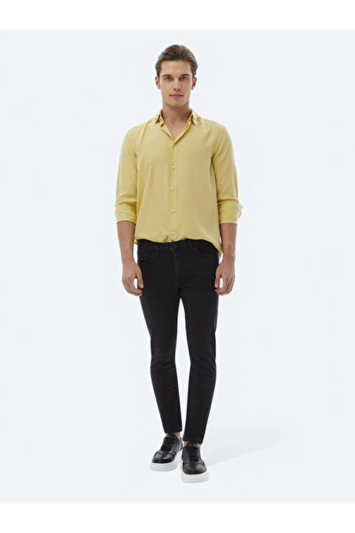 Kip Pantaloni negri slim din denim din amestec de bumbac