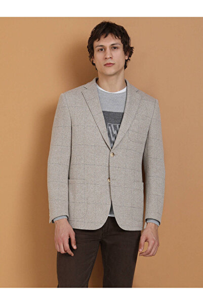 Kip Stone Patterned Modern Fit Cotton Blend Knitted Jacket