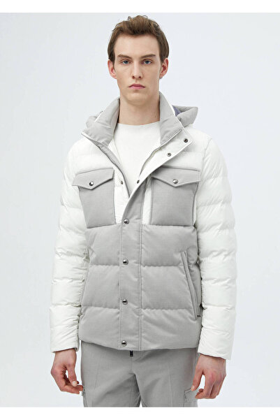 Ramsey Beyaz Regular Fit Kapüşonlu Casual Dokuma Mont