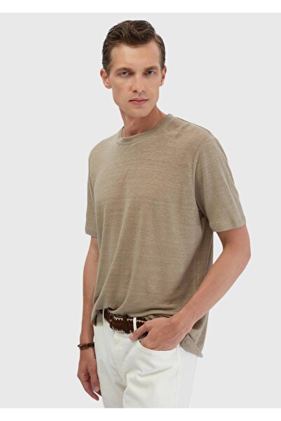 Ramsey Μπλουζάκι από 100% λινό με λαιμόκοψη με ίσιο λαιμό Mink