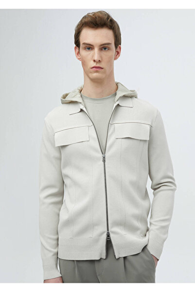 Ramsey Cardigan tricotat simplu cu guler polo Stone