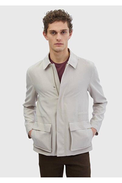 Ramsey Bej Regular Fit Gömlek Yaka Casual Dokuma Mont