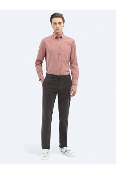 Kip Gray Woven Regular Fit Velvet Casual Cotton Blended Pants