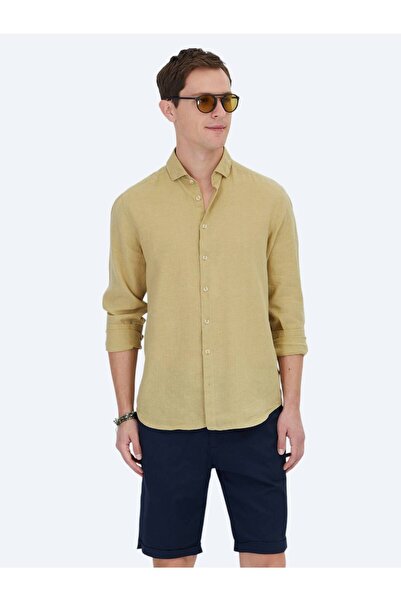 Kip Lemon Mildew Straight Regular Fit Woven Casual Cotton Blend Shirt
