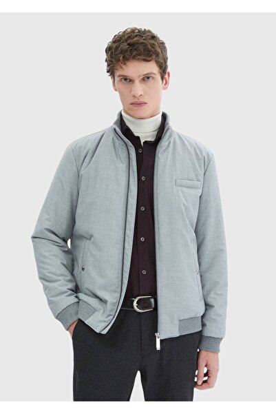 Ramsey Gri Regular Fit Dik Yaka Casual Dokuma Mont