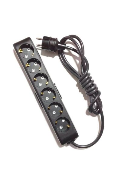 VİKO Ekonomik Siyah 6'lı Topraklı Çocuk Korumalı Grup Priz 7 Metre Kablo