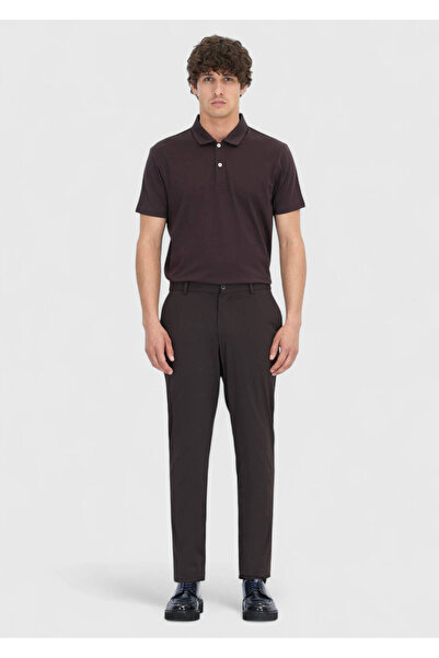 Ramsey Brown Straight Knitted Jogging Fit Casual Pants